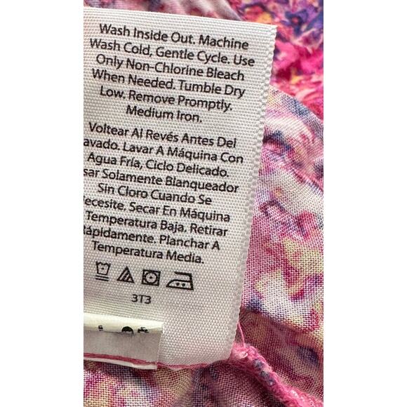 Time and Tru Small 4-6 Pink Floral Top Rayon - Picture 7 of 9